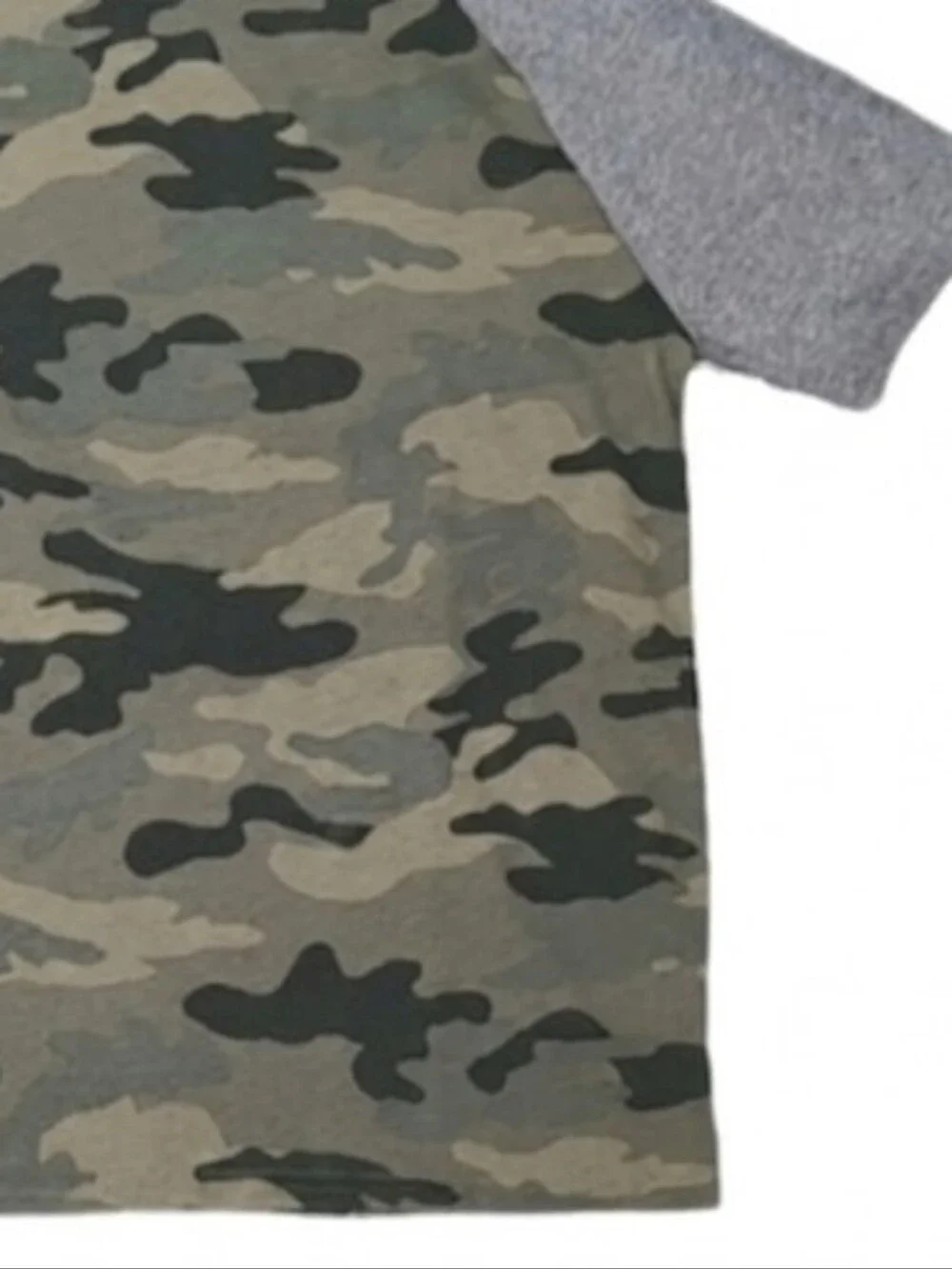 Childrens Place Camouflage Kids Raglan TShirt Boys Large 10 12 Green Gray